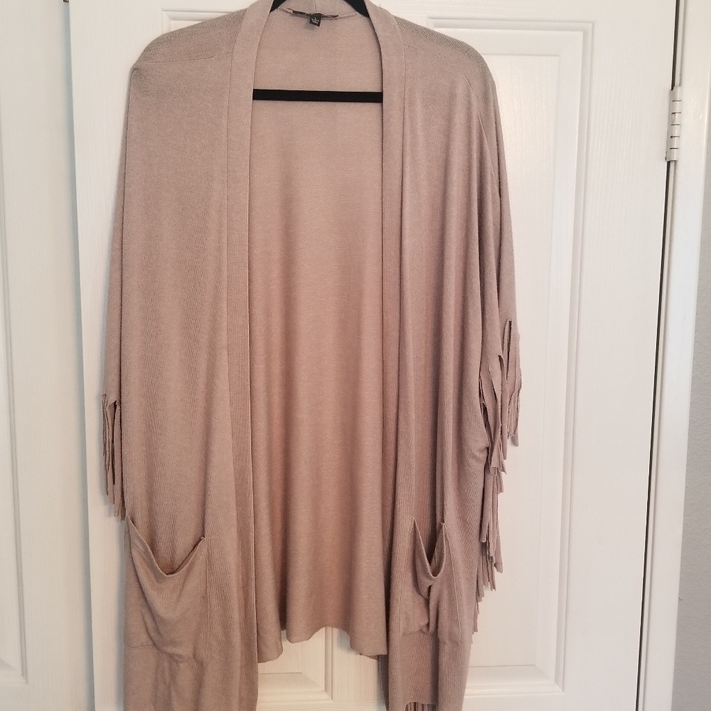 All @ Once Fringed Pocket Batwing Cardigan
